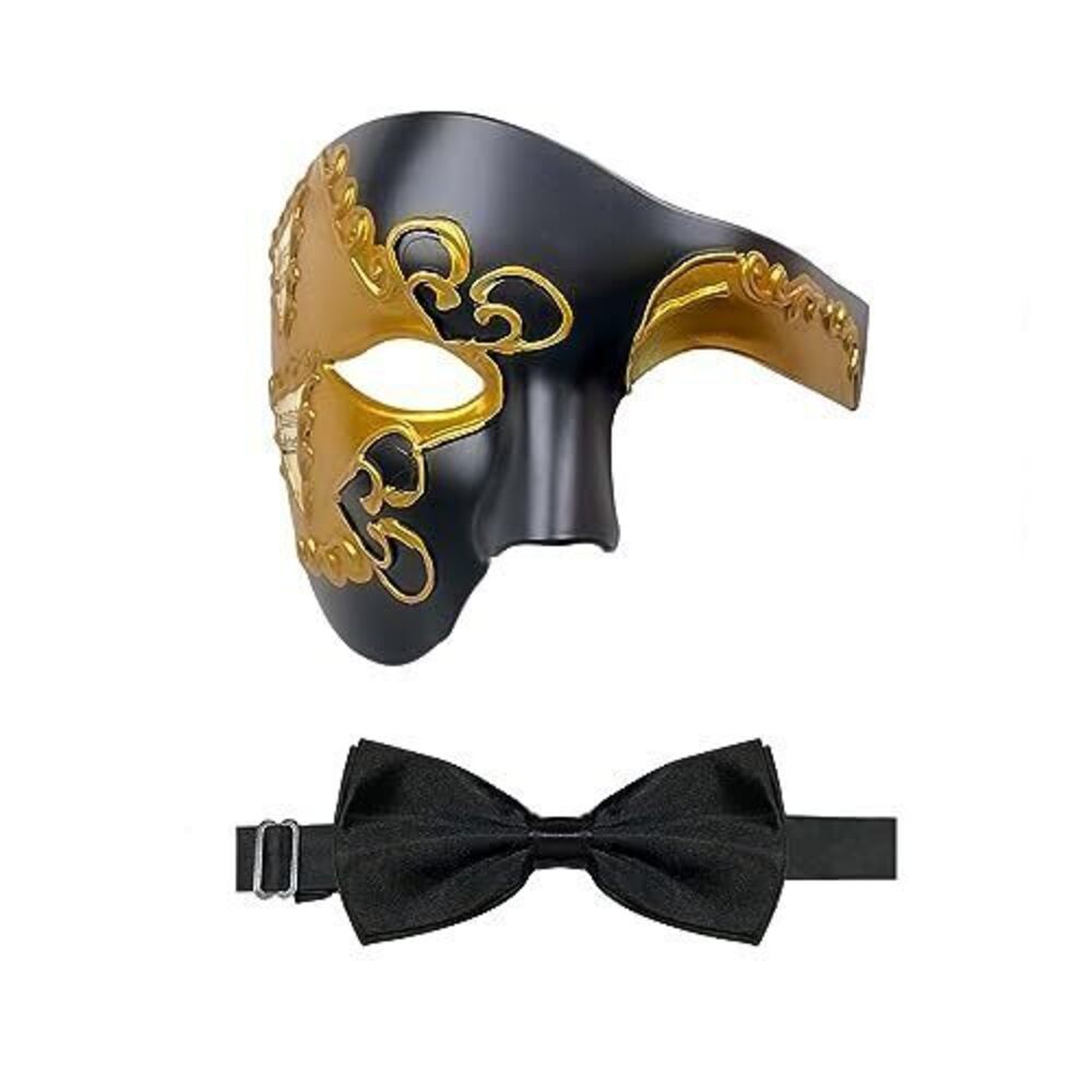 1951 Masquerade Mask Phantom of The Opera Half Face Mask with Bowtie